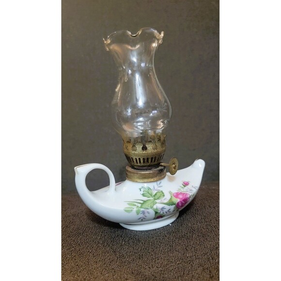 VTG Porcelain Oil Finger Lamp, Japan Miniature "Genie" Style lanterns MCM 1960s - Picture 2 of 10